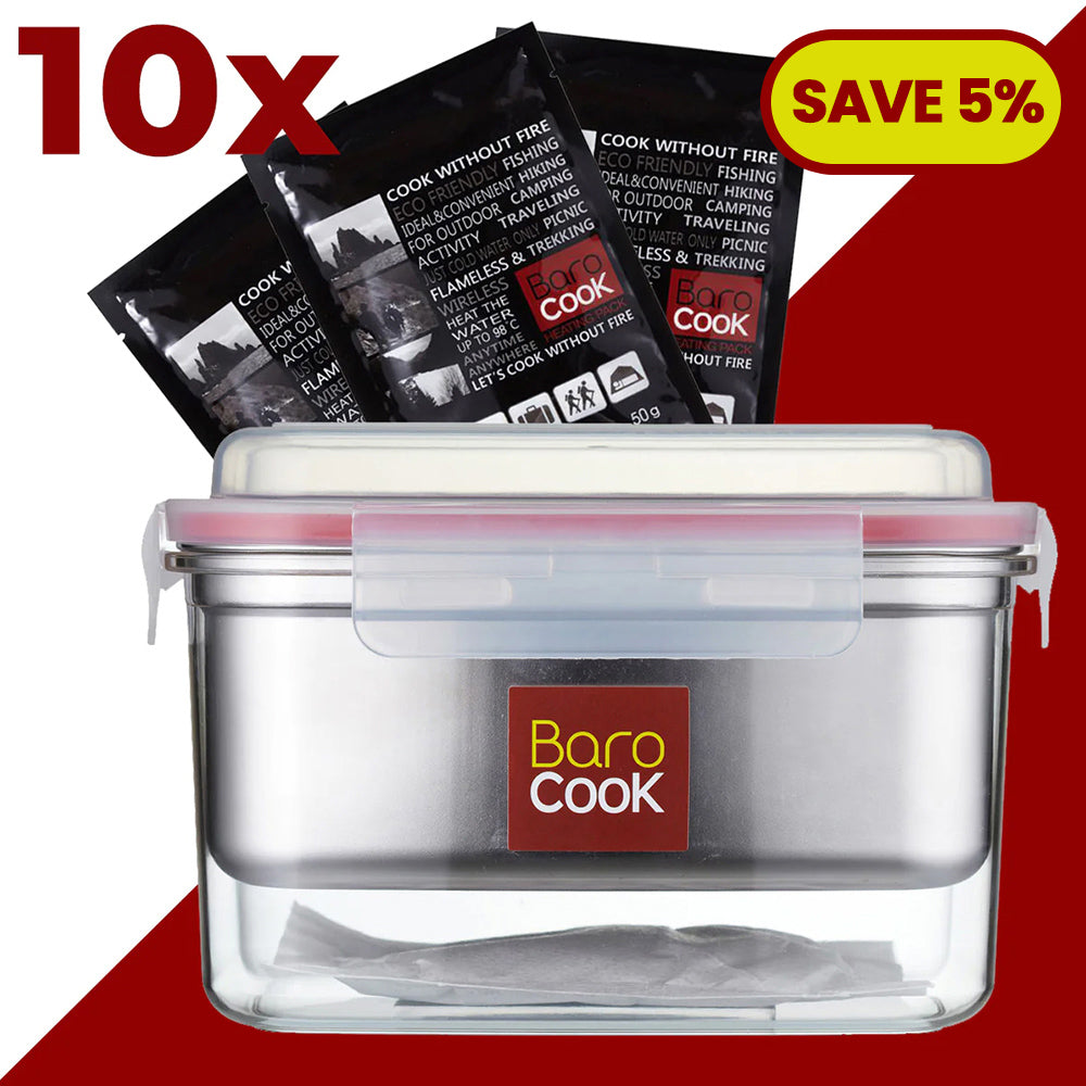 Container 1200ml with 10-pack of 50g Heating Packs