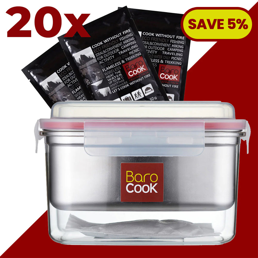 Container 1200ml with 20-pack of 50g Heating Packs